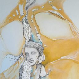 Daniela Duccini "I classici insegnano" 2026, tecnica mista:acrilico, garza, collante su tela, cm 60x80 — Archivio dell'artista